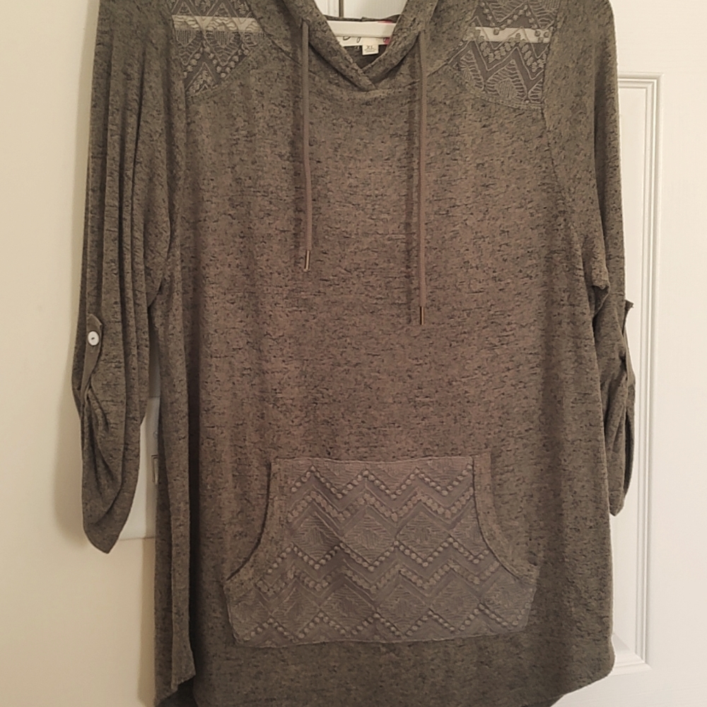 Sweater with lace pocket dark olive green